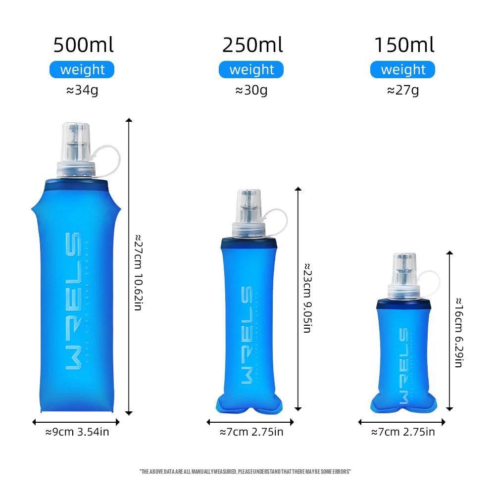 250Ml 500Ml Soft Flask Folding Collapsible Water Bottle TPU BPA Free Outdoor Sport Portable Water Bag Running Camping