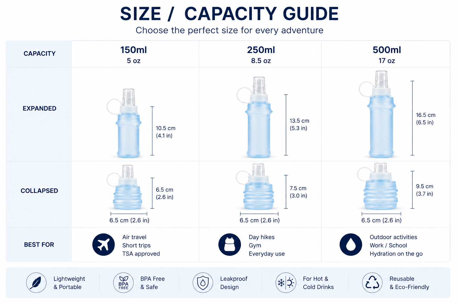 Collapsible Travel Water Bottle