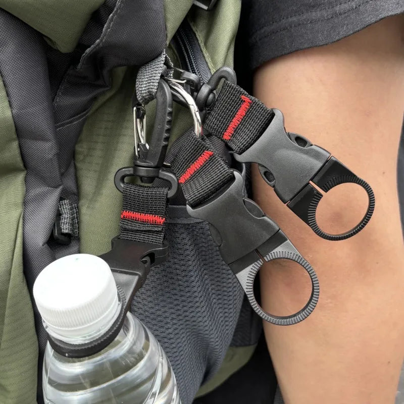 Outdoor Waterbottle Buckle Hook Nylon Webbing Buckle Hook Climb Carabiner Belt Backpack Hanger Camp Water Bottle Holder Clip