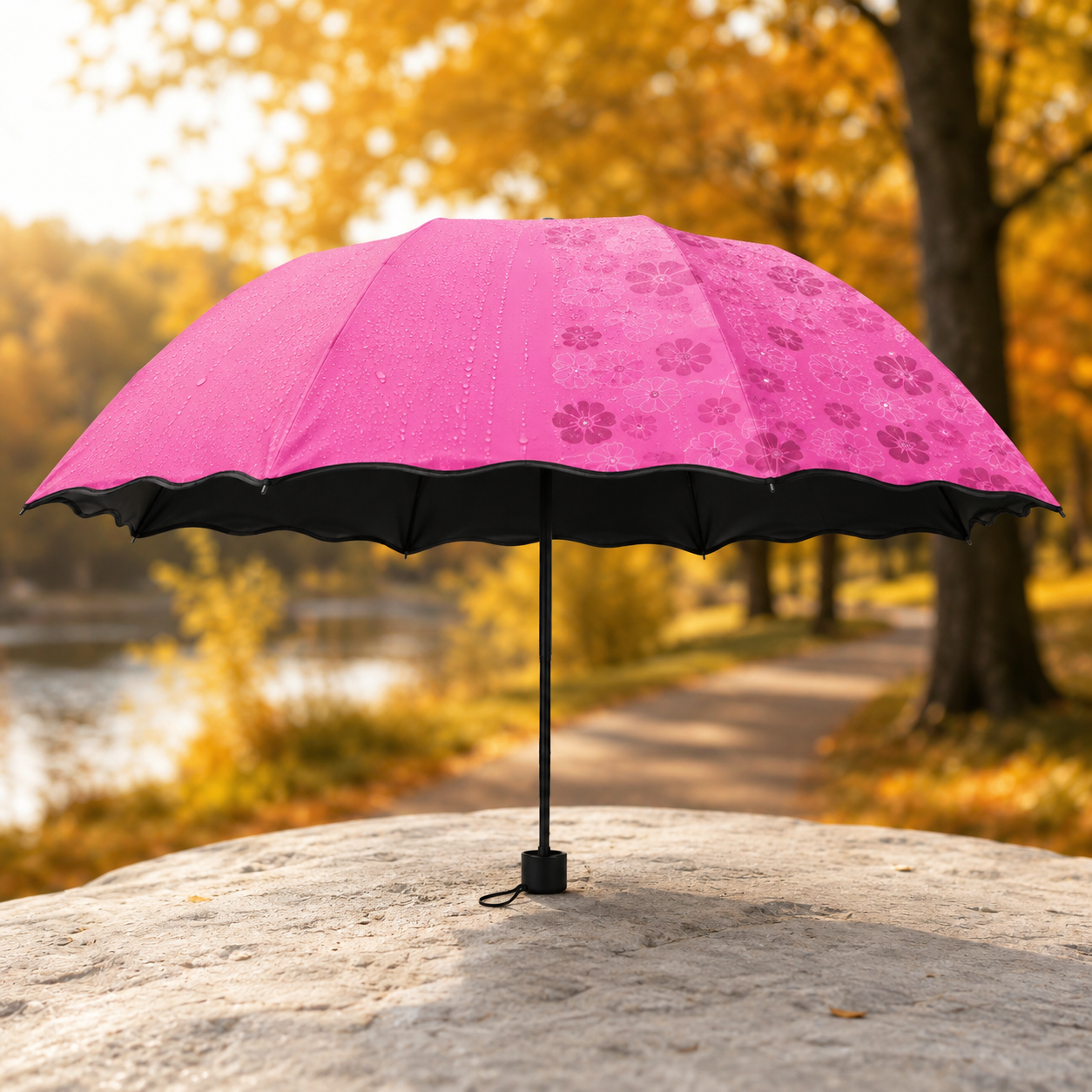 Color-Changing Rain Umbrella – Compact 8-Rib Folding Umbrella