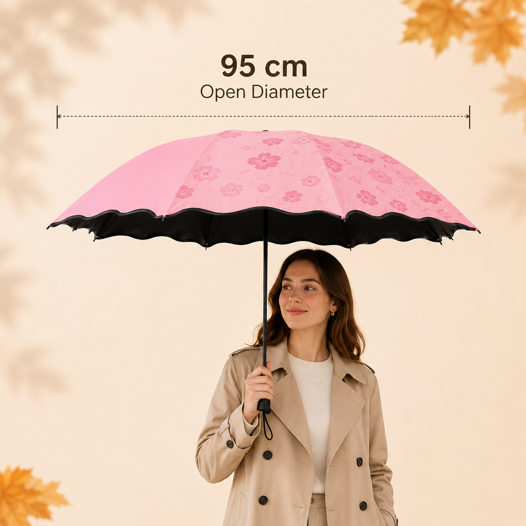 Color-Changing Rain Umbrella – Compact 8-Rib Folding Umbrella