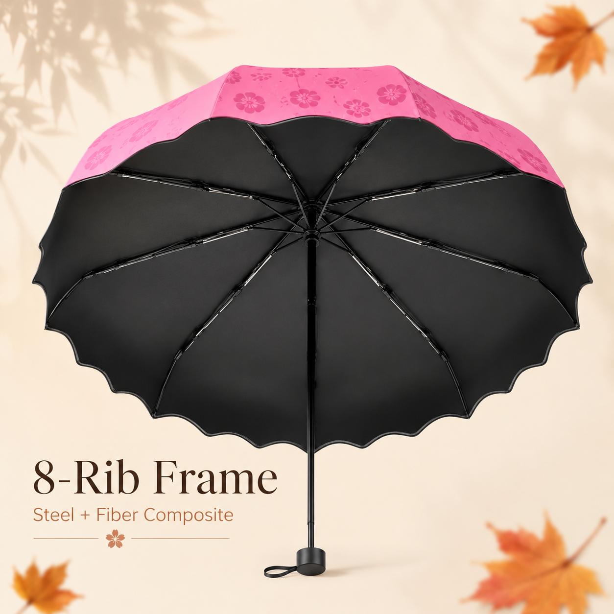 Color-Changing Rain Umbrella – Compact 8-Rib Folding Umbrella
