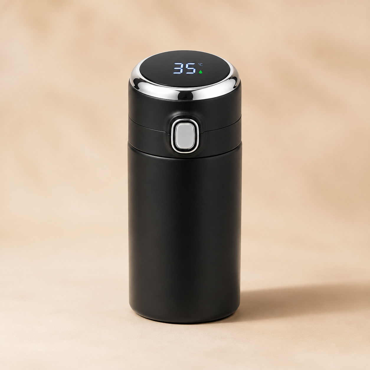 LED temperature display, travel mug, 400ml, insulated, stainless steel, coffee, thermos.