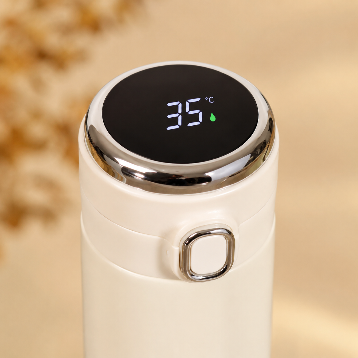 LED temperature display, travel mug, 400ml, insulated, stainless steel, coffee, thermos.