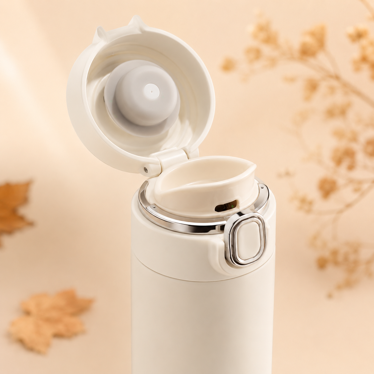 LED temperature display, travel mug, 400ml, insulated, stainless steel, coffee, thermos.